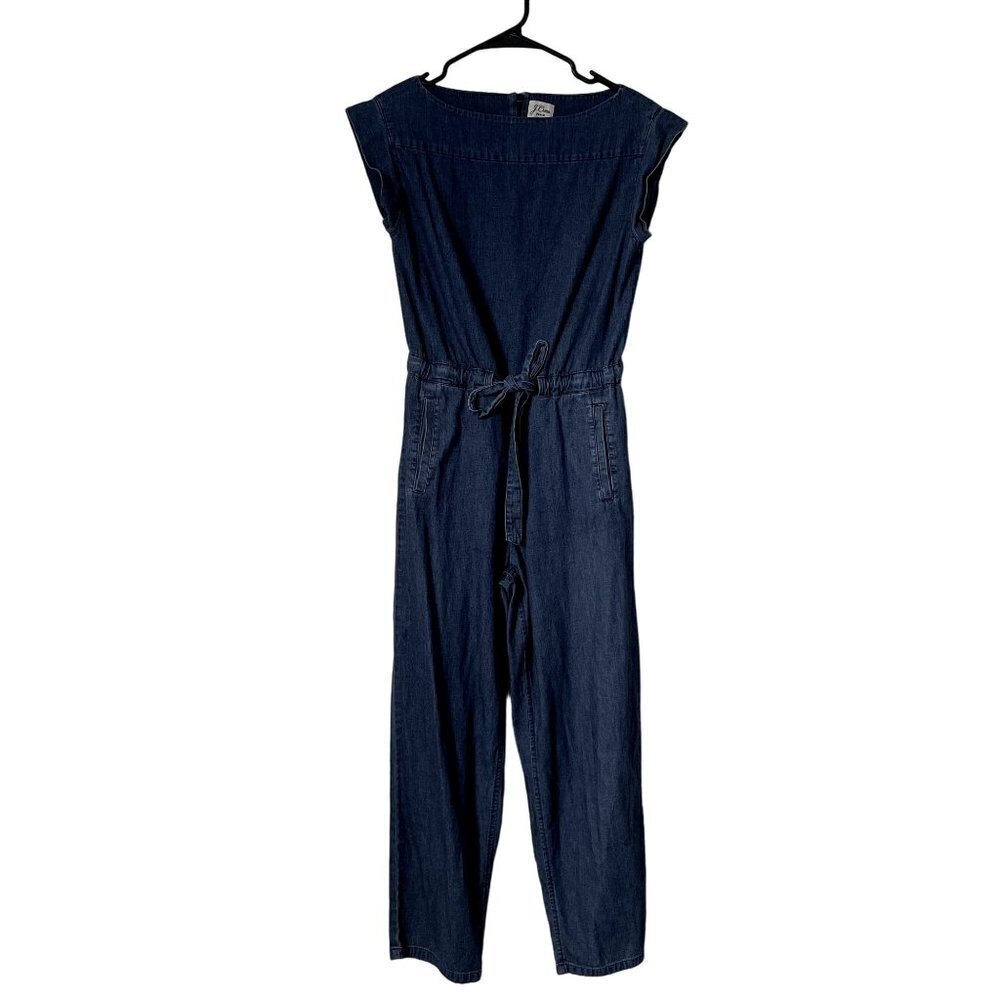 J.Crew Denim jumpsuit sleeveless summer casual trendy pockets comfortable